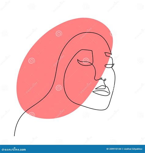 Continuous Line Abstract Face Contemporary Female Portrait Stock