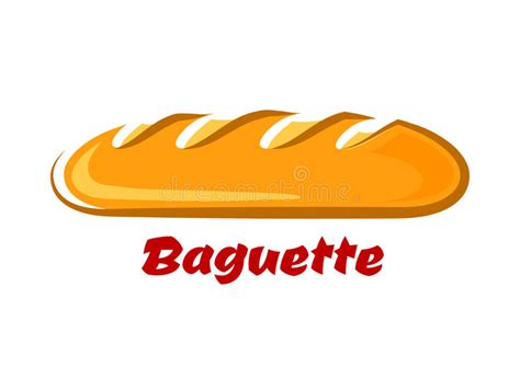 French Crispy Baguette In Cartoon Style Stock Vector Illustration Of