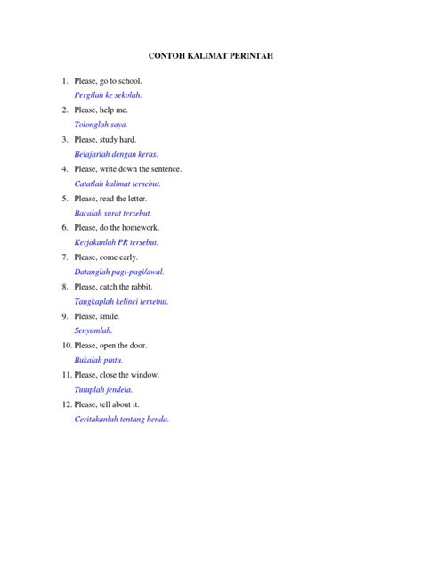 Contoh Kalimat Perintah | PDF