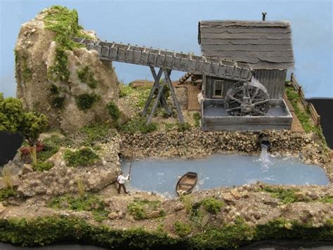 Model Train Buildings GRIST MILL DIORAMA With A Water Feature In HO