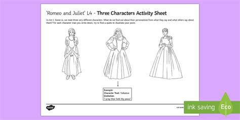 Gcse Romeo And Juliet Act I Scene Iii Key Characters Worksheet Worksheet