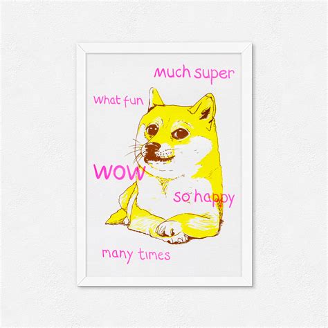 Doge Meme Screen Print – Handmade Dog Art Print – Things by us