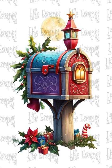 Printable Christmas Mailbox Clipart Set Set Png Commercial Use