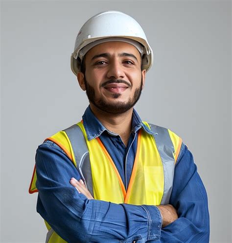 Premium Photo Confident Male Engineer Smiling With Arms Crossed