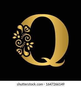 Gold Letter Q Vintage Golden Flower Stock Vector Royalty Free