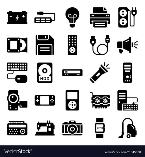 Electronic Devices Glyph Icons Pack Royalty Free Vector