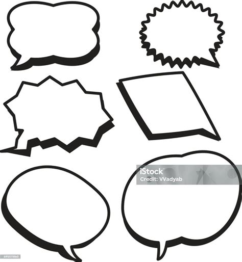 Cartoon Bubbles Text Boxes Set With Blank Text Speech Vector Illustrationset Of Comic Chat