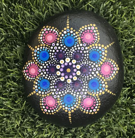 Dot Mandala Painted Rock By Rachel Mandala Painted Rocks Painted