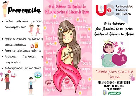 Triptico Cancer DE MAMA Habitos Saludables Ejercicios Comida Y