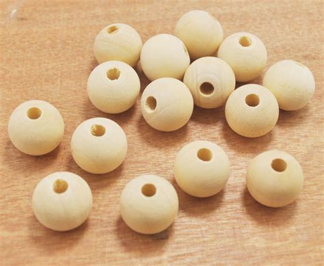 Round Wooden Beads 16mm Round Wood Beads Unfinished Wood Etsy