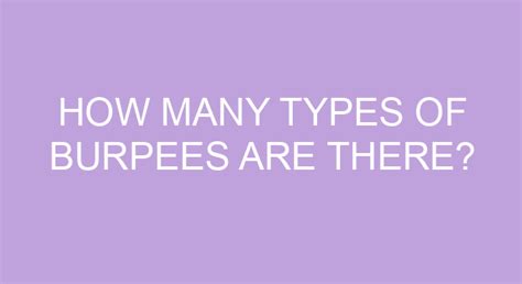 How Many Types Of Burpees Are There?