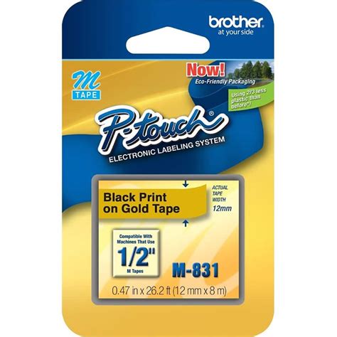 Fita Para Rotulador Brother - Fita para rotulador Brother, 12mm x 8m, Ouro, Escrita preta, M831 ...