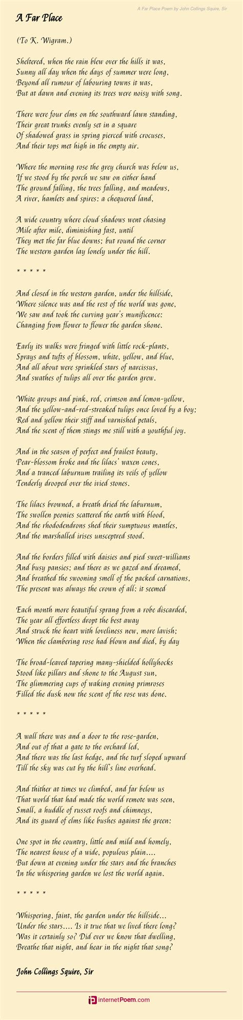 A Far Place Poem By John Collings Squire Sir