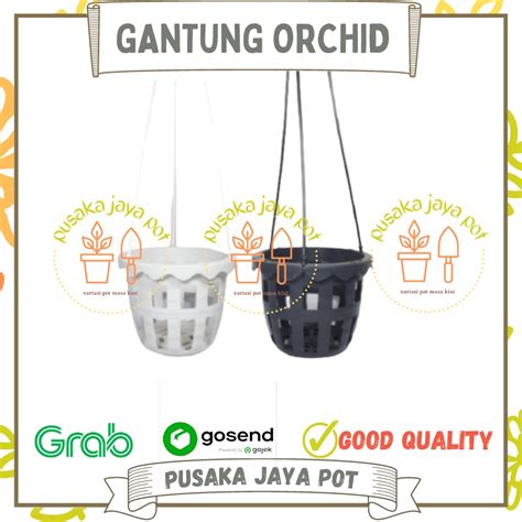 Jual Pot Gantung Anggrek Orchid Cm Putih Hitam Pot Anggrek Murah Bkn