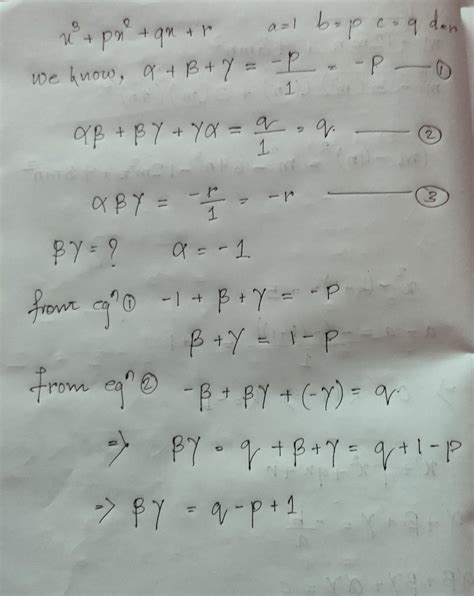 If One Of The Zeroes Of The Cubic Polynomial X3 Px² Qx R Is 1