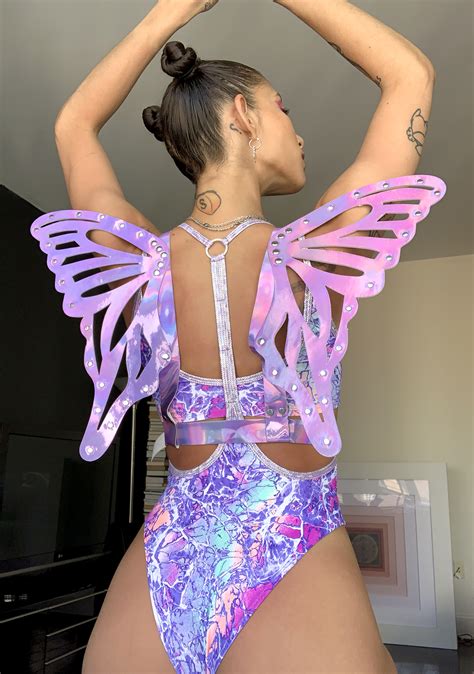 Daisy Corsets Lavender Holographic Butterfly Wing Harness Dolls Kill