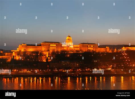 Buda Castle And The Danube At Night Budapest Hungary Stock Photo Alamy