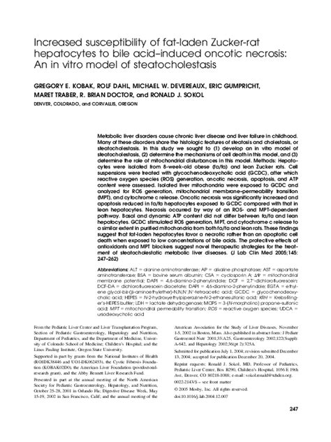 (PDF) Increased susceptibility of fat-laden Zucker-rat hepatocytes to bile acid-induced oncotic ...