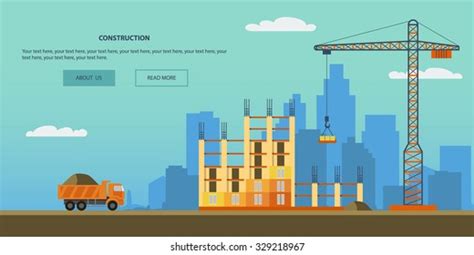 Construction Building House Vector Flat Illustration Stock Vector Royalty Free 329218967