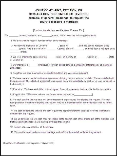 10 Divorce Forms Free Word Templates