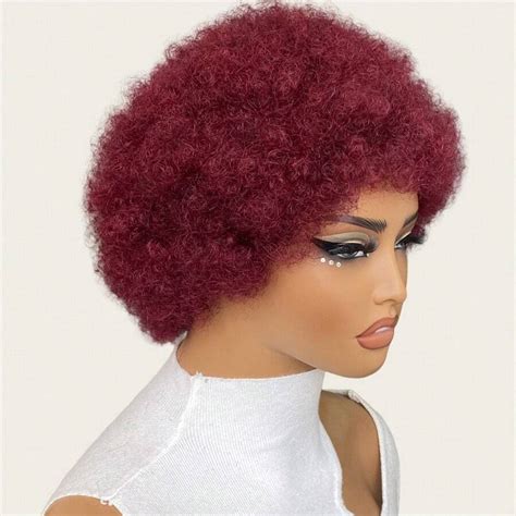 Peruca Afro De Cabelo Humano Peruca Afro Encaracolada Crespa Peruca