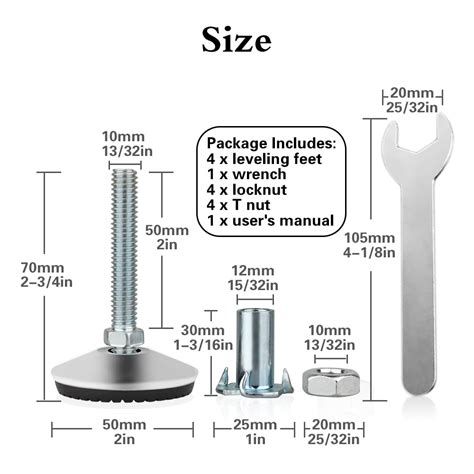 Buy 4 Set M10 Swivel Adjustable Leveling Feet Tahikem Heavy Duty