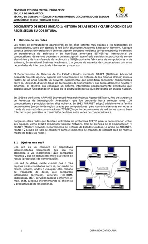 Documento De Redes Unidad Historia De Las Redes Y