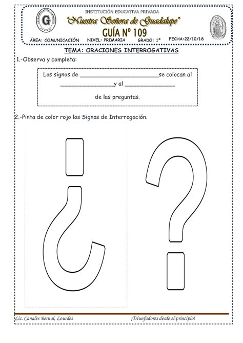 Fichas De Oraciones Interrogativas