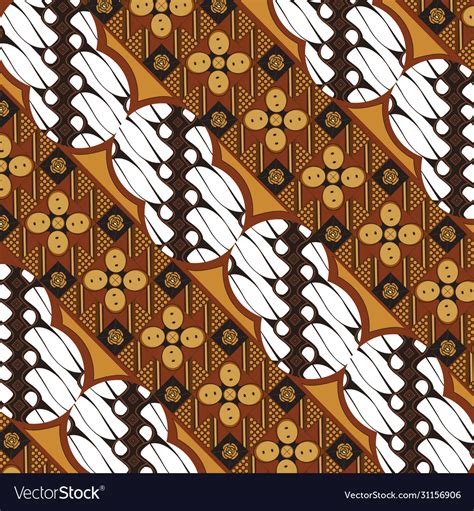 Classic Javanese Batik Pattern With Simple Golden Vector Image