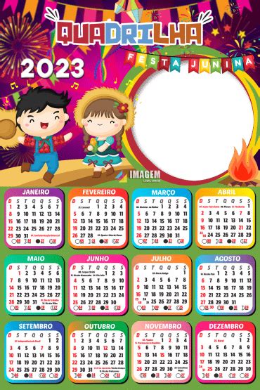 Calendário 2023 Quadrilha Infantil Moldura Png Montar Imagem Legal