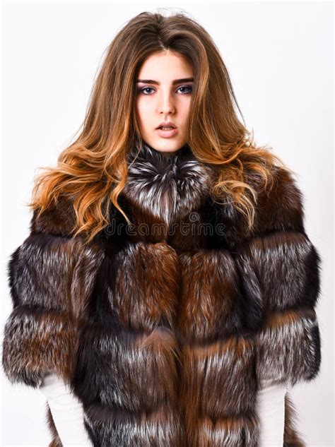 Woman Makeup And Hairstyle Posing Mink Or Sable Fur Coat Fur Fashion