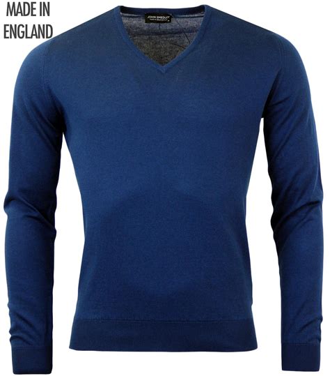 John Smedley Bampton Retro Mod Slim Fit V Neck Jumper In Indigo