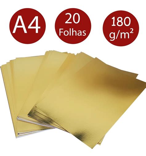 Papel Laminado Papel Lamicote Dourado 180g m² 20 Folhas Parcelamento