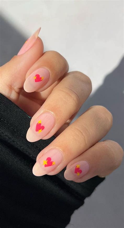 30 Lovely Valentines Nails In 2023 Pink Heart Natural Nails