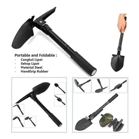 Jual Sekop Mini Lipat Cangkul Pacul Gergaji Portable Skop Shovel Kemah