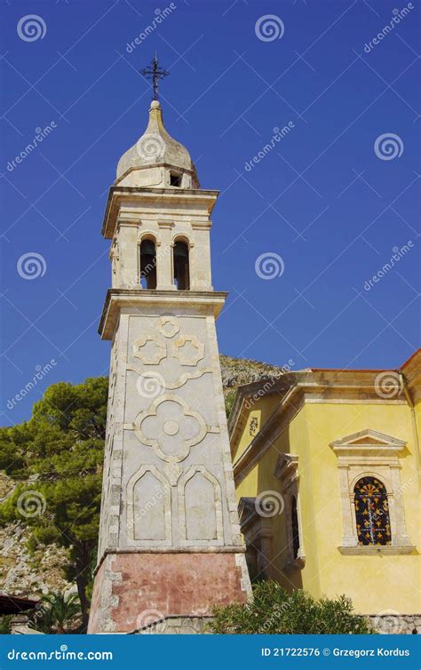 Torre De Igreja No Console De Zakynthos Foto De Stock Imagem De C U