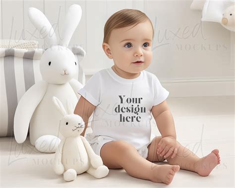 Baby Onesie Mockup for Sublimation, Baby Grow White Mockup Model, Cute ...