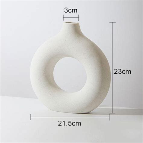 Generic Nordic Ceramic Vase Circular Hollow Vase Donuts Flower Pot