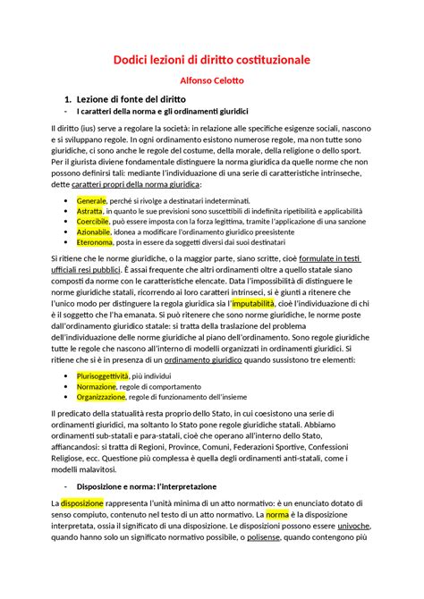 Riassunto Di Dodici Lezioni Di Diritto Costituzionale Docsity