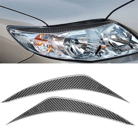 Carbon Fiber Headlight Eyebrows Eyelids Cover Trim For Toyota For