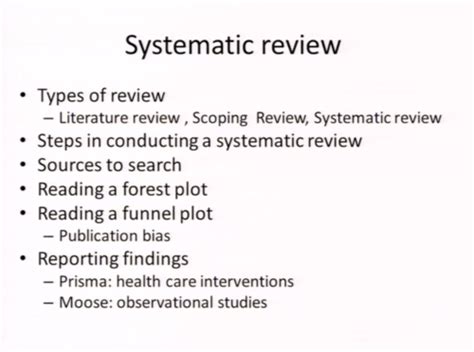 REVIEW Important Points For Systematic Review Lecture Flashcards Quizlet