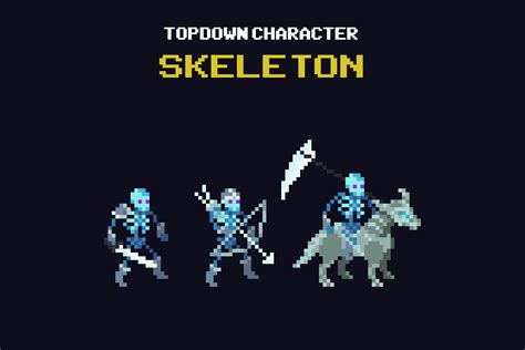 Skeleton Top Down Pixel Art Character Assets 2d Characters Unity