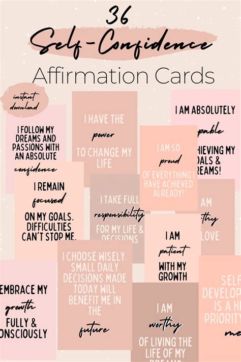 36 Self Confidence Affirmation Cards Digital Affirmation Cards