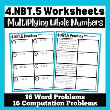 Nbt Multiplying Whole Numbers Computation Practice Word Problems