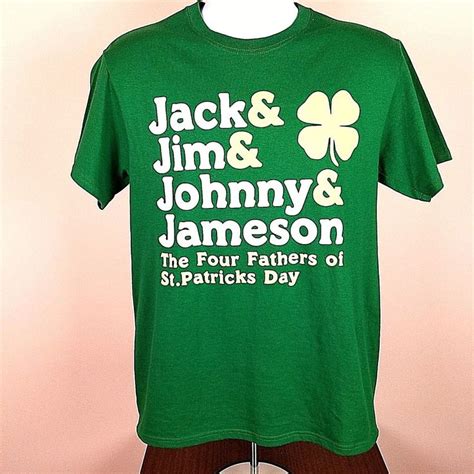 Jack Johnny Jim Jameson Green Medium T Shirt Four Fathers St Patricks