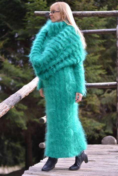 Made To Order Hand Knitted Mohair Dress Thick Mohair Fuzzy Dress Huge