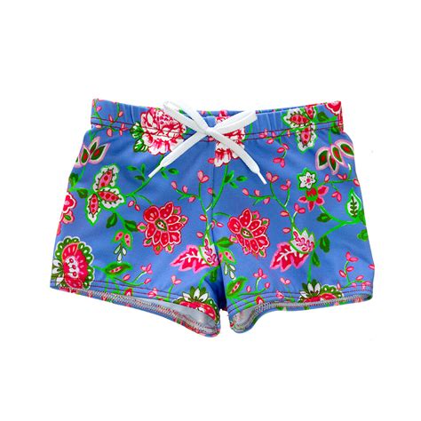 boys blue floral print swim trunks | Pluunge