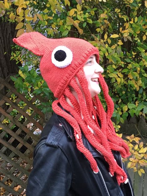 Giant Squid Hat Knit And Crochet Pattern Etsy