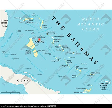 Die Politische Landkarte Der Bahamas Lizenzfreies Bild 14027807