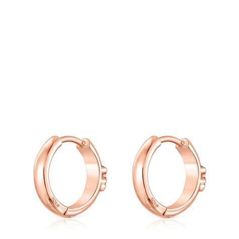 Rose Silver Vermeil TOUS Basics Hoop Earrings With Bear TOUS